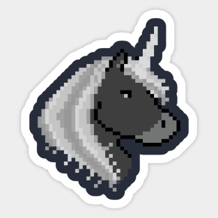 Pixel Black Unicorn with Grey Mane Sticker